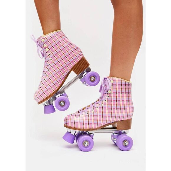 Cosmic Skates Archie-61 Pink Plaid Roller Skates - Picture 6 of 7
